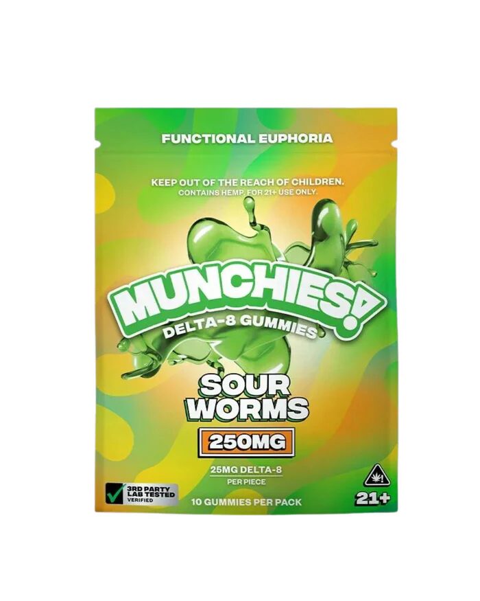 Buy Munchies Delta 8 Sour Worms | 250mg